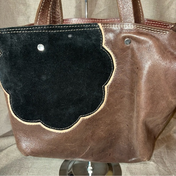 MUBO Leather Suede Satchel Shoulder Bag - Picture 2 of 9